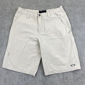 Mens Oakley Shorts Size 33W Beige Lightweight Golf‎ 10.5" FLAWS